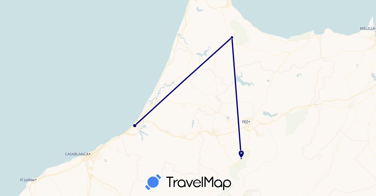TravelMap itinerary: driving in Morocco (Africa)